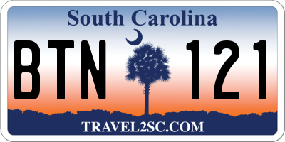 SC license plate BTN121