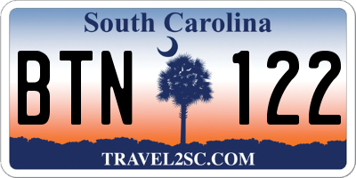 SC license plate BTN122