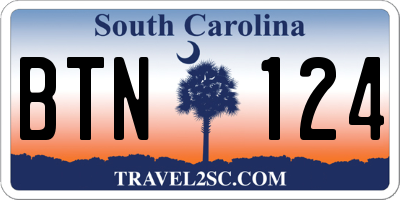 SC license plate BTN124