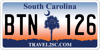 SC license plate BTN126