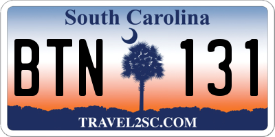 SC license plate BTN131