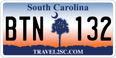 SC license plate BTN132