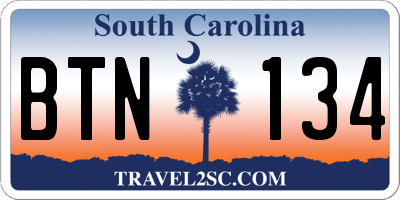 SC license plate BTN134