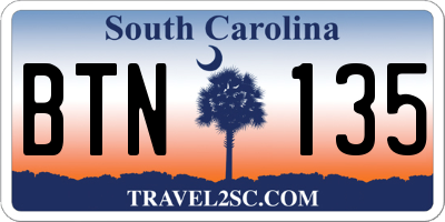 SC license plate BTN135