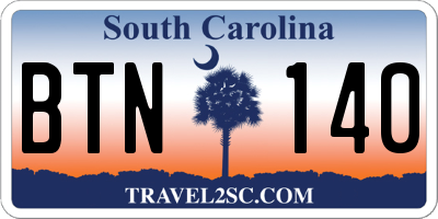 SC license plate BTN140