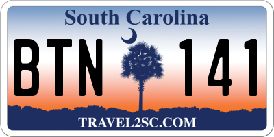 SC license plate BTN141