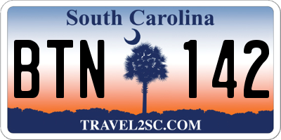 SC license plate BTN142