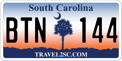 SC license plate BTN144