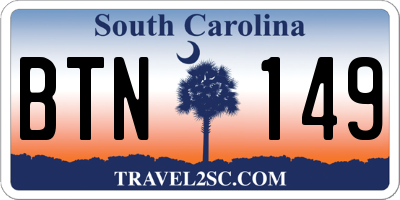 SC license plate BTN149