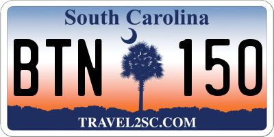 SC license plate BTN150