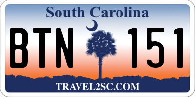 SC license plate BTN151