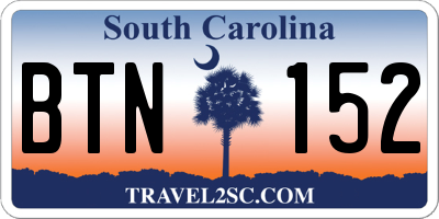 SC license plate BTN152