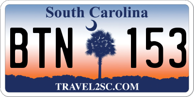 SC license plate BTN153
