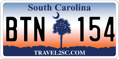 SC license plate BTN154