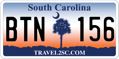 SC license plate BTN156