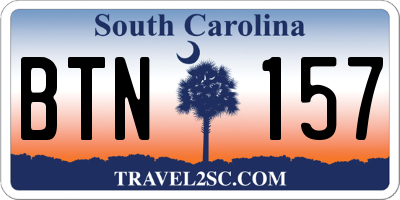 SC license plate BTN157