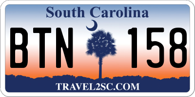 SC license plate BTN158