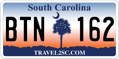 SC license plate BTN162