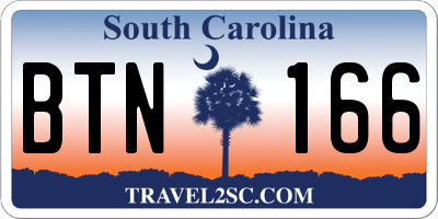 SC license plate BTN166
