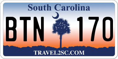 SC license plate BTN170