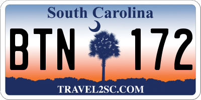SC license plate BTN172