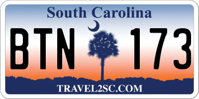 SC license plate BTN173