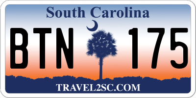 SC license plate BTN175