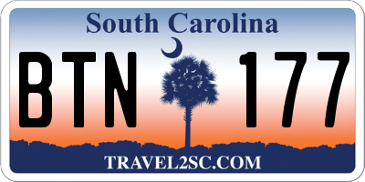 SC license plate BTN177