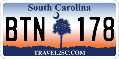 SC license plate BTN178