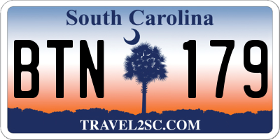 SC license plate BTN179