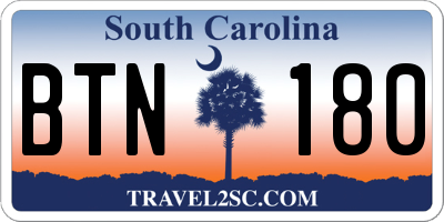SC license plate BTN180