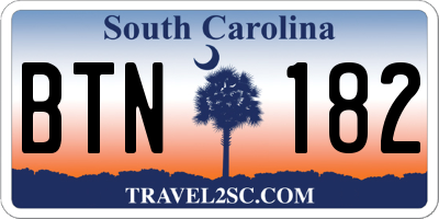 SC license plate BTN182