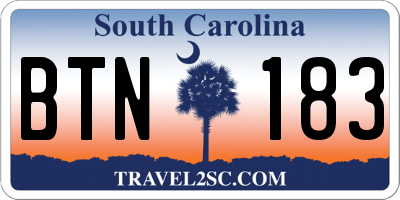 SC license plate BTN183