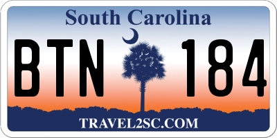 SC license plate BTN184