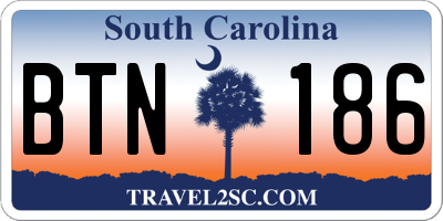 SC license plate BTN186