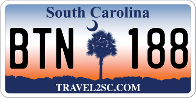 SC license plate BTN188