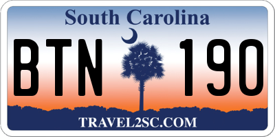 SC license plate BTN190