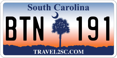 SC license plate BTN191