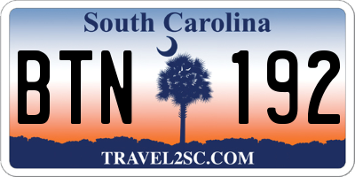 SC license plate BTN192