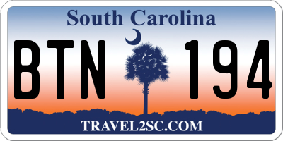 SC license plate BTN194