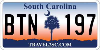 SC license plate BTN197
