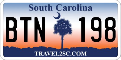 SC license plate BTN198