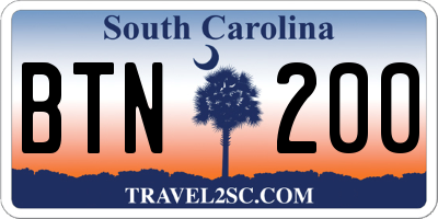 SC license plate BTN200
