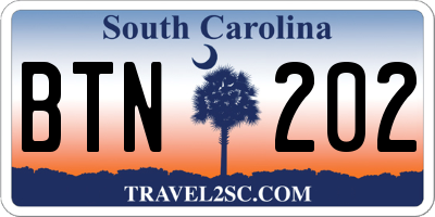 SC license plate BTN202