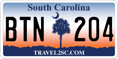 SC license plate BTN204