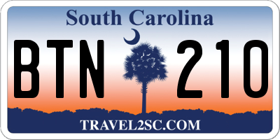 SC license plate BTN210