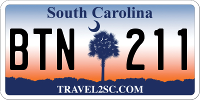 SC license plate BTN211