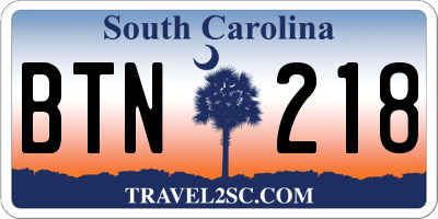 SC license plate BTN218