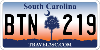 SC license plate BTN219