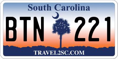 SC license plate BTN221